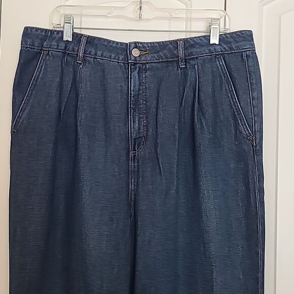 Loft High Rise Palazzo Jeans in Dark Rinse Size 32 - Picture 3 of 14